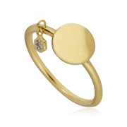 Bague à Graver Argent 925 Plaqué Or Jaune Péridot