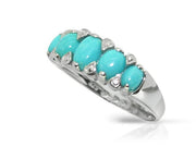 Argent Sterling 925 Turquoise Bague Cinq Pierres