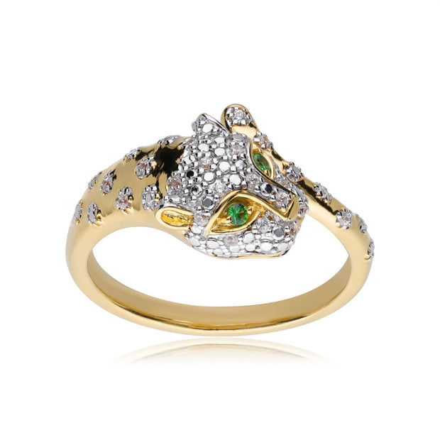 Bague Guépard ECFEW™ 'The Unifier' Or Jaune 375 Tsavorite et Diamant