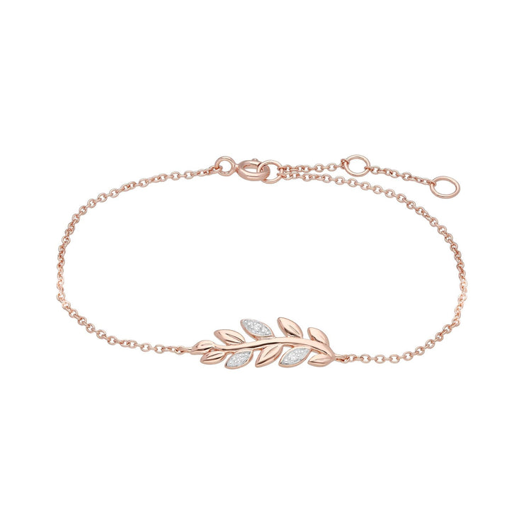 Bracelet et Boucles d'Oreilles Clou O Leaf Or Rose 375 Diamant