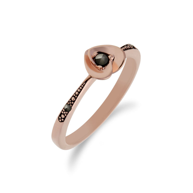 Gemondo Femmes Plaqué or Rose Argent Sterling Marcassite Dessin de Coeur Bague - 0