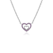 Saphir Rose Collier, argent sterling rose SAPHIR COEUR PENDENTIF sur 45cm chaîne