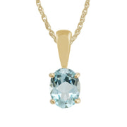 Pendentif Classique Or Jaune 375 Topaze Bleu Oval