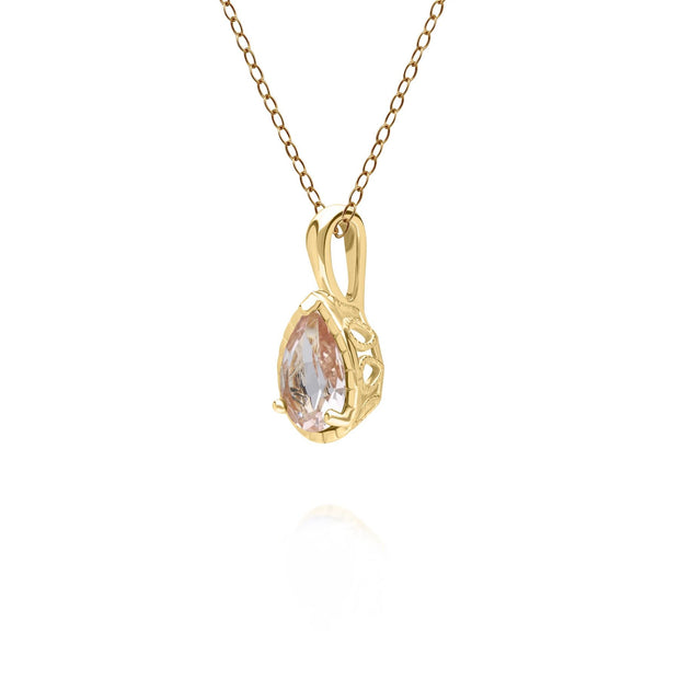 Pendentif Classique Or Jaune 375 avec Morganite Poire