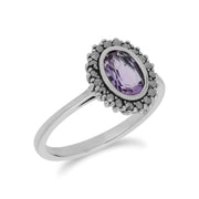 Gemondo Bague Amethyste, Argent Sterling Améthyste & Marcassite Bague Grappe - Améthyste