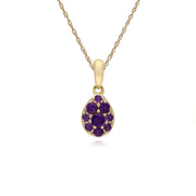 Boucles d'Oreilles Pendantes et Pendentif Poire Classique Or Jaune 375 Améthyste Cluster