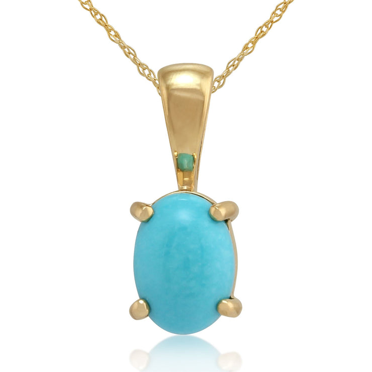 Pendentif Classique Or Jaune 375 Turquoise Ovale