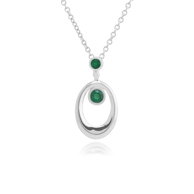 émeraude Collier, en argent sterling 925 0.20ct CT ÉMERAUDE Pendentif sur 45cm chaîne