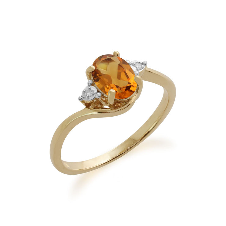 Gemondo Citrine Bague, 9ct Or Jaune 0.71ct Citrine & Bague Diamant