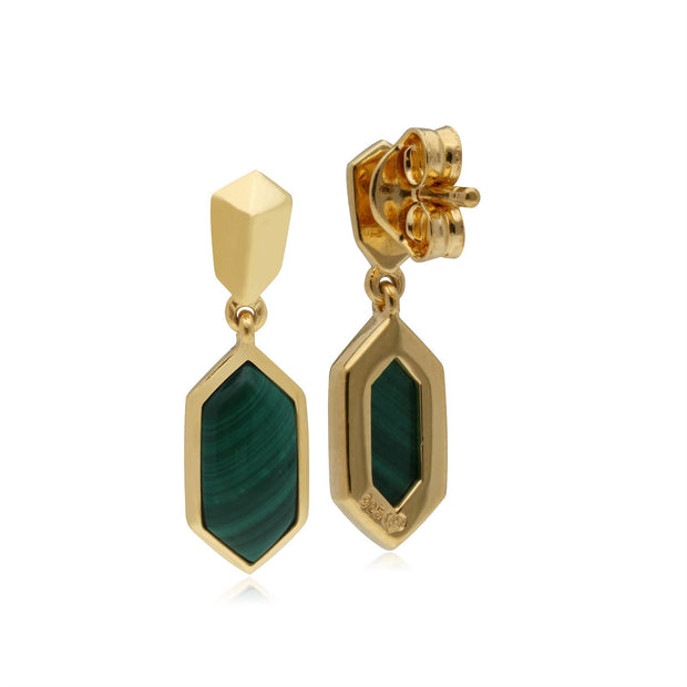 Boucles d'Oreilles Mini Pendantes Argent 925 Malachite