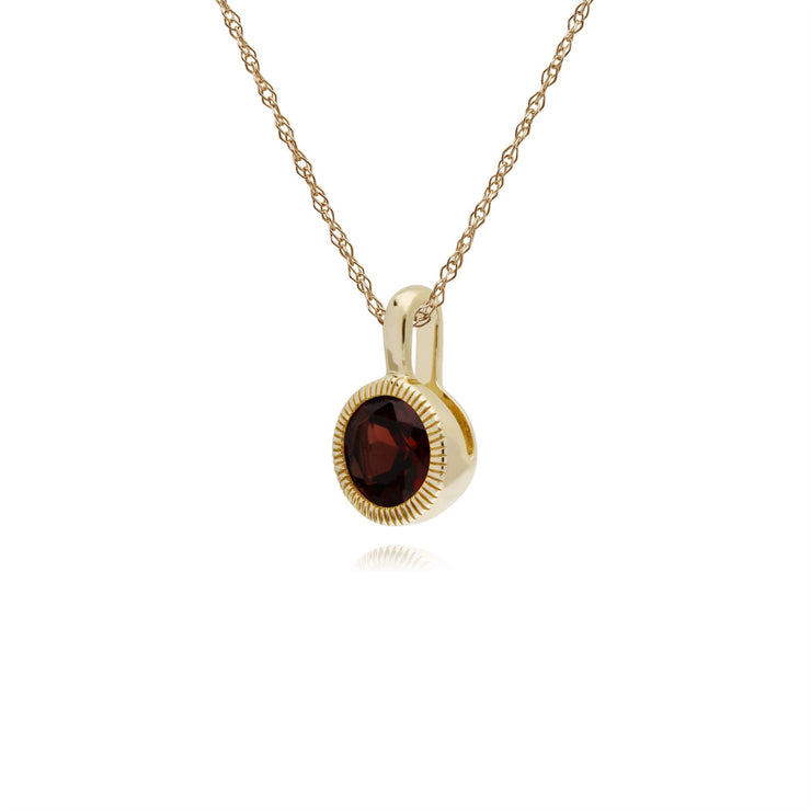 Grenade Collier, 9 CT or Jaune Grenade Pierre Unique Rond Milgrain Pendentif sur 45cm Chaîne