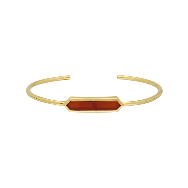 Jonc Géométrique Argent 925 Plaqué Or avec Cornalien Teinte Rouge Prisme