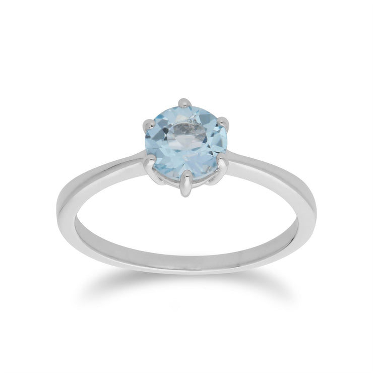 Gemondo Topaze Bague, Argent Sterling Topaze Bleu Novembre Anneaux Ronds - TOPAZE