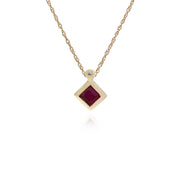 Rubis Collier, 9 CT Rubis or Jaune & Diamant Pendentif sur 45cm Chaîne