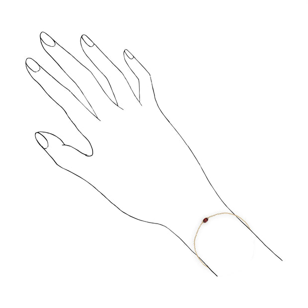 Bracelet Classique Or Jaune 375 Grenat Oval