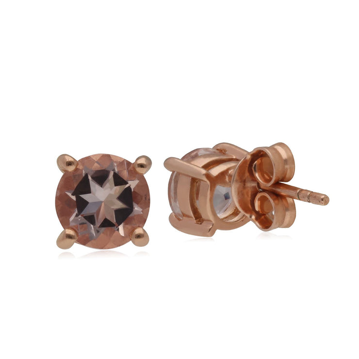Boucles d'Oreilles Clou Kosmos Argent 925 Plaqué Or Rose Morganite