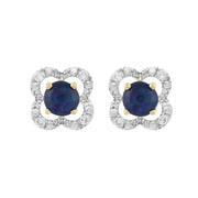 Boucles d'Oreilles Clou Opale Triplet Classique Or Jaune 375 et Ear-Jacket Fleur Diamant