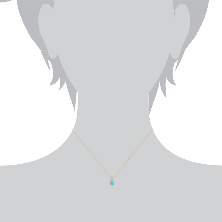 Pendentif Classique Or Jaune 375 Turquoise Ovale