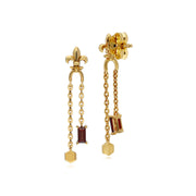 Boucles d'Oreilles Pendantes ECFEW™ 'The Liberator' Fleur de Lys avec Grenat