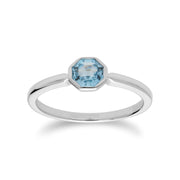 Gemondo Topaze Bague, Argent Sterling Topaze Bleu Novembre Pierre Unique Octogone Bague - TOPAZE