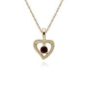 Pendentif et Boucles d'Oreilles Clou Cœur Classique Or Jaune 375 Grenat