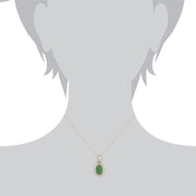 Pendentif Classique Or Jaune 375 Jade Cabochon