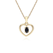 s 9 CT or Jaune Saphir Ovale Pierre Unique Coeur Pendentif sur 45cm Chaîne