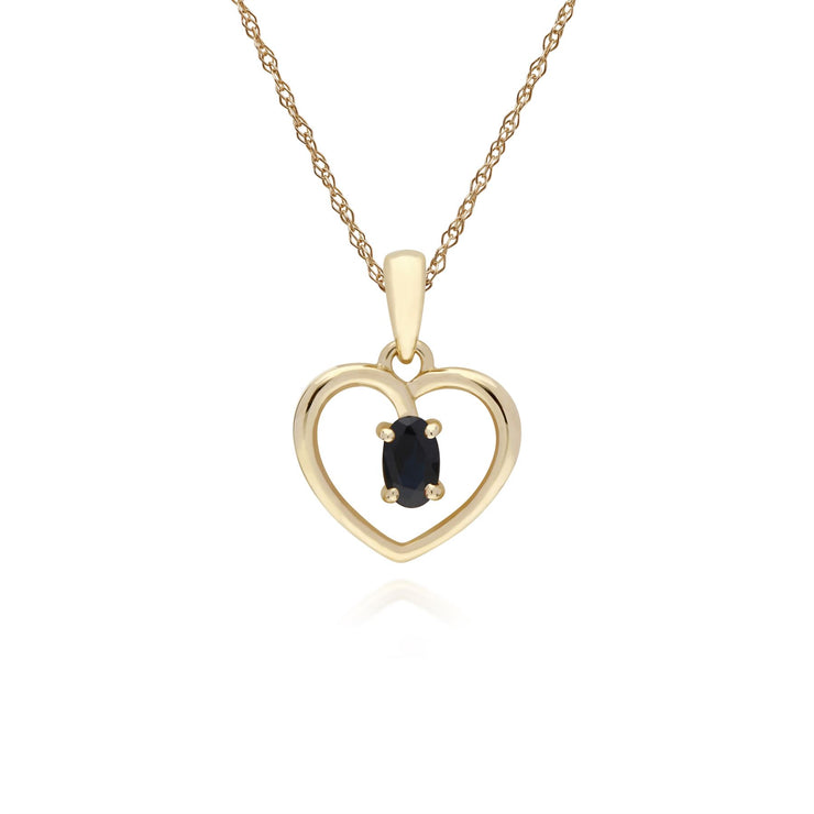 s 9 CT or Jaune Saphir Ovale Pierre Unique Coeur Pendentif sur 45cm Chaîne