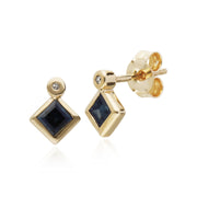 rubis Boucles d'oreilles, 9 CT RUBIS OR JAUNE & Diamant Boucles d'oreilles