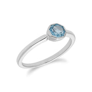 Gemondo Topaze Bague, Argent Sterling Topaze Bleu Novembre Pierre Unique Octogone Bague - TOPAZE