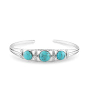 Bracelet Jonc Boho Argent 925 Turquoise Cabochon Rond