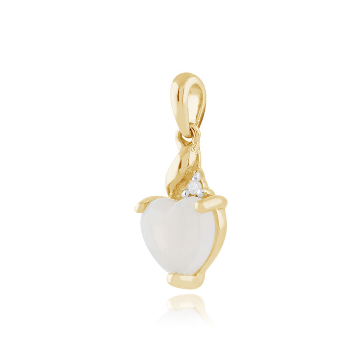 Pendentif Coeur Classique Or Jaune 375 Opale et Diamant