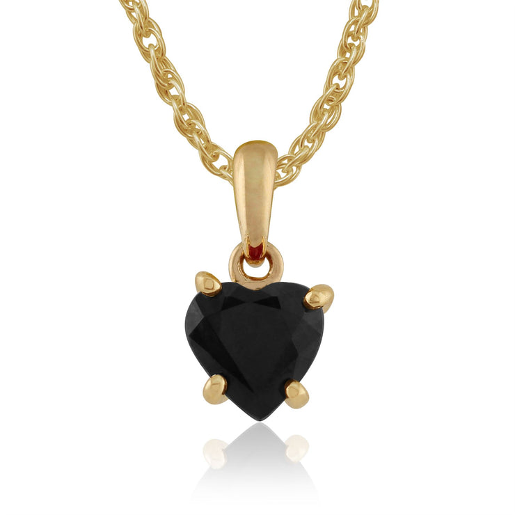 Pendentif et Boucles d'Oreilles Clou Cœur Classique Or Jaune 375 Saphir