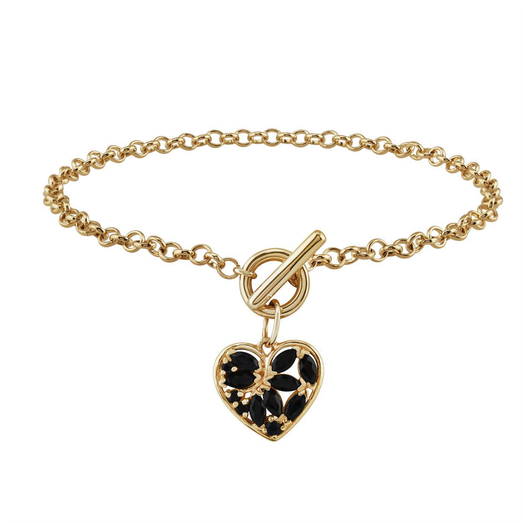 Bracelet Classique Or Jaune 375 Saphir Charm Cœur