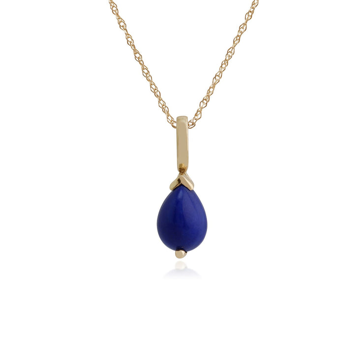 Pendentif Classique Or Jaune 375 Lapiz Lazuli Poire serti Griffe