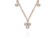 Collier et Boucles d'Oreilles Clou Trilogie Diamant Or Rose 375 Diamant