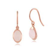 Gala' Quartz Rose Pastel Boucles D'oreilles Goutte en 9ct Plaqué Or Rose Argent Sterling