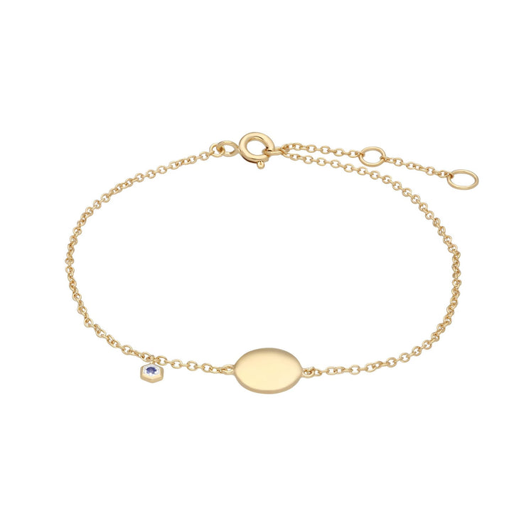 Bracelet à Graver Argent 925 Plaqué Or Jaune Tanzanite