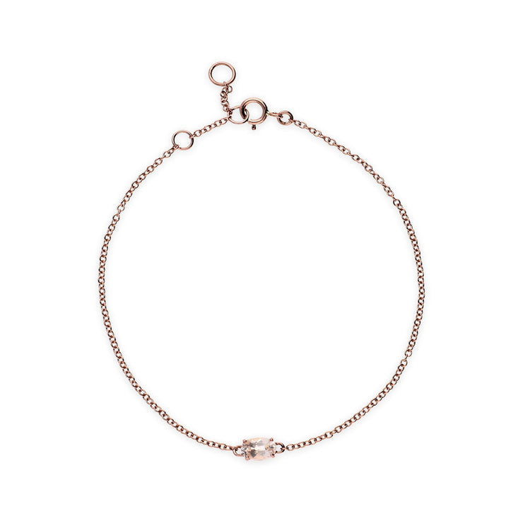 Morganite Bracelet, 9 CT or Rose 0,40 CT Morganite Ovale Pierre Unique Bracelet