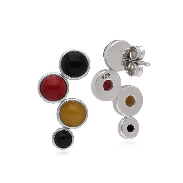Boucles d'Oreilles «ear-climber» Orbe Kosmos Argent 925 Plaqué Rhodium
