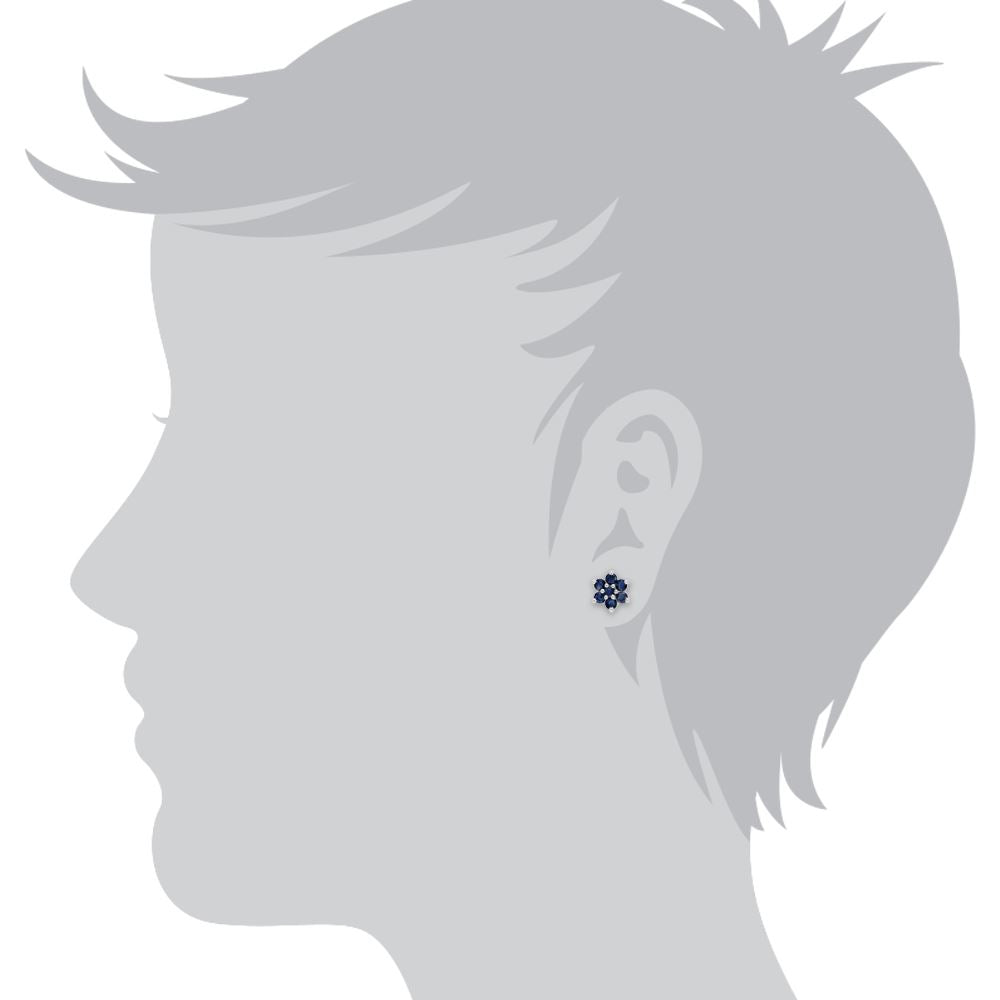 Boucles D'oreilles Clous En Argent 925 Avec Saphir Bleu - Occasion Parfait état - Fabriqué En France