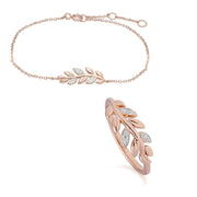 Bague et Bracelet O Leaf Or Rose 375 Diamant