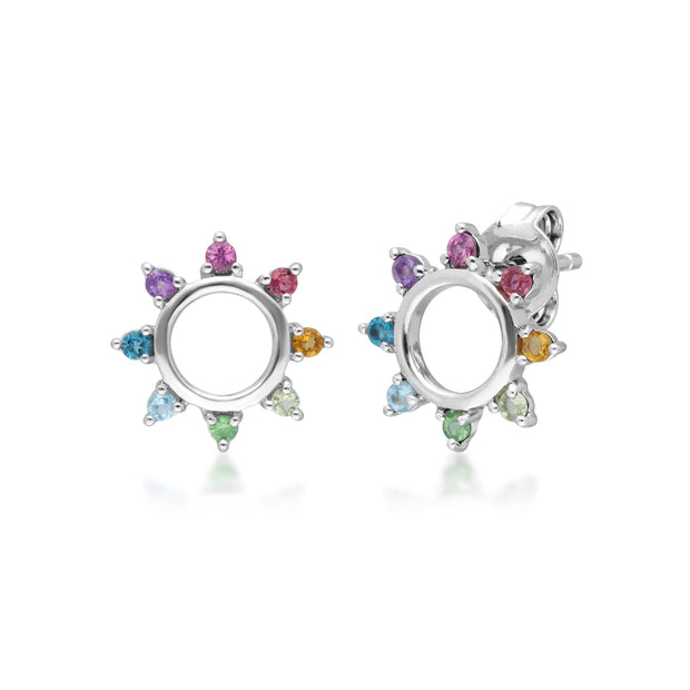 Boucles d'Oreilles Clou Arc-en-Ciel Argent 925