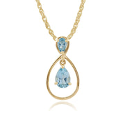 Pendentif Classique Or Jaune 375 Topaze Bleu Poire