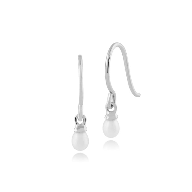 Boucles d'Oreilles Pendantes Classique Or Blanc 375 Perles de Culture