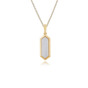 Pendentif Géométrique Argent 925 Plaqué Or avec Nacre Hexagonale