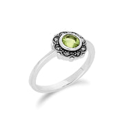 Gemondo Bague Péridot, Argent Sterling Peridot & Marcassite Art Nouveau Bague Fleur - Péridot