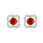 Boucles d'Oreilles Clou Opale de Feu Classique Or Jaune 375 et Ear-Jacket Fleur Diamant