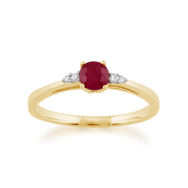 Bague Rubis, 9 Ct Or Jaune 0.34ct CT RUBIS & DIAMANT SOLITAIRE Bague Style