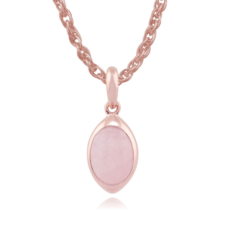 Gala' Quartz Rose Pastel Collier en 9ct Plaqué Or Rose Argent Sterling